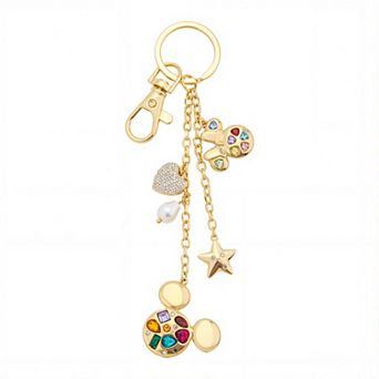 Disney's Mickey & Minnie Crystal Heart & Star Bag Charm Key Chain