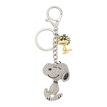 Disney's Snoopy & Woodstock Fine Silver Plated Crystal Bag Charm & Key Chain