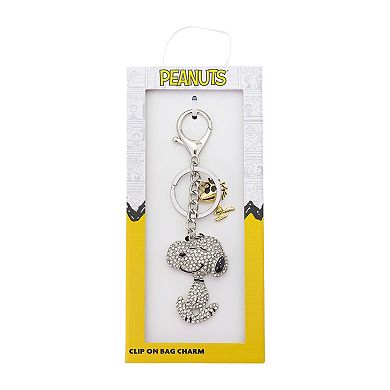 Disney's Snoopy & Woodstock Fine Silver Plated Crystal Bag Charm & Key Chain