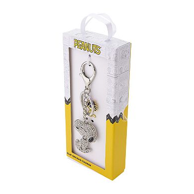 Disney's Snoopy & Woodstock Fine Silver Plated Crystal Bag Charm & Key Chain
