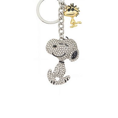 Disney's Snoopy & Woodstock Fine Silver Plated Crystal Bag Charm & Key Chain