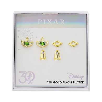 Disney / Pixar's Toy Story 14k Gold-Plated Cubic Zirconia Alien, Rocket & Planet Earring Set
