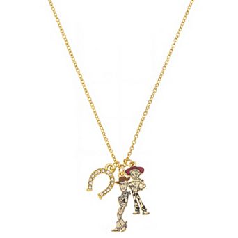 Disney's Toy Story Woody & Jessie 14k Gold-Plated Crystal Horseshoe Pendant Necklace