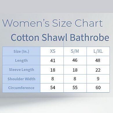 Women's Turkish Terry Cotton Robe, Shawl Collar Bathrobe