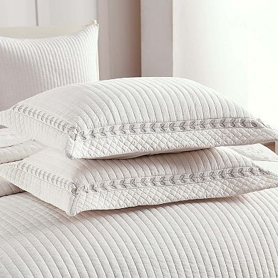 MarCielo Elegant 3Pcs 100% Cotton Serene Stripe - Patterned Quilt Bedspread Set