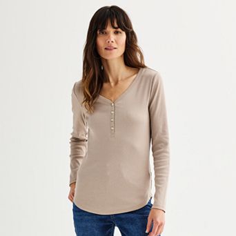 Women's Sonoma Goods For Life® Rib Long Sleeve Henley