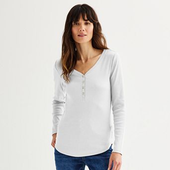 Women's Sonoma Goods For Life® Rib Long Sleeve Henley