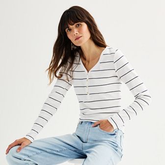 Women's Sonoma Goods For Life® Rib Long Sleeve Henley