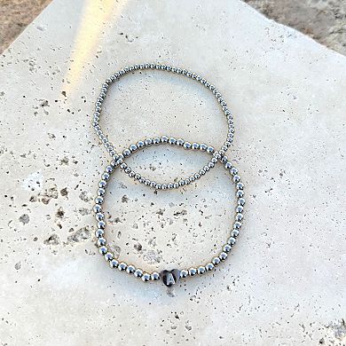 Adornia Silver Tone Initial 2-pc. Bracelet Set