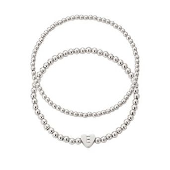 Adornia Silver Tone Initial 2 pc Bracelet Set