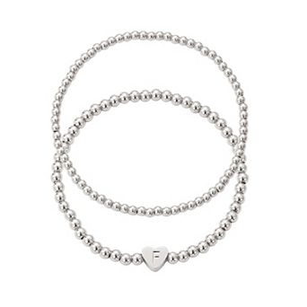 Adornia Silver Tone Initial 2 pc Bracelet Set