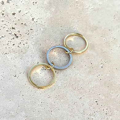 Adornia 14k Gold Plated Cubic Zirconia Connected 3-Piece Ring Stack
