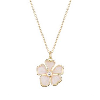 Adornia 14k Gold Plated Mother of Pearl Flower Necklace