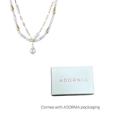 Adornia 14k Gold Plated Beaded Simulated Pearl Layered Lariat Necklace