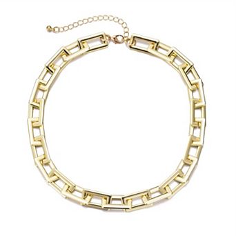 Adornia 14k Gold Plated Rectangle Paperclip Chain Necklace