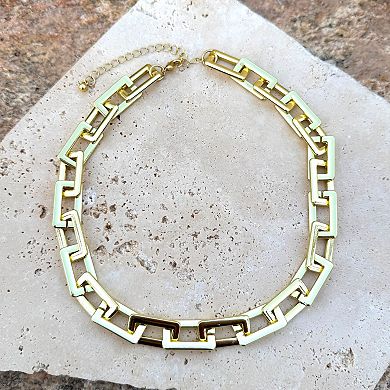 Adornia 14k Gold Plated Rectangle Paperclip Chain Necklace