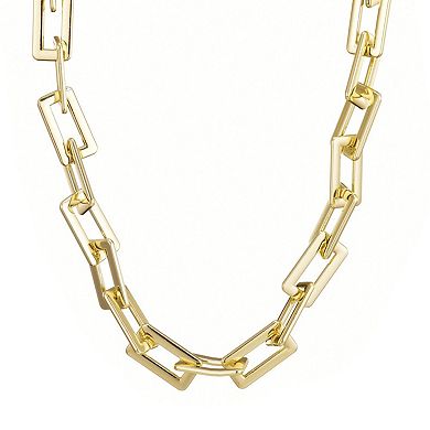 Adornia 14k Gold Plated Rectangle Paperclip Chain Necklace