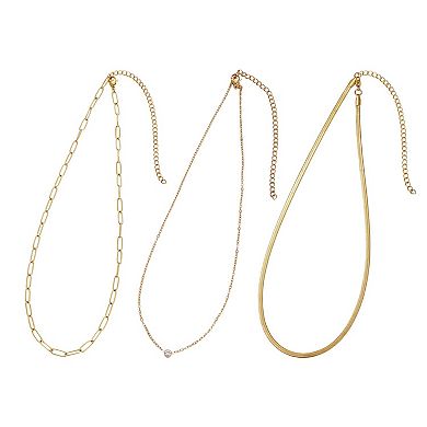 Adornia Tarnish Resistant 18k Gold Plated Cubic Zirconia 3-pc. Pendant Necklace Set