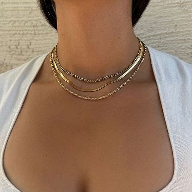 Adornia Tarnish Resistant 18k Gold Plated 3-pc. Chain Necklace Set