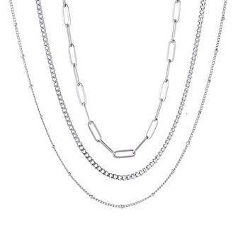 Adornia Tarnish Resistant 3 pc Chain Necklace Set