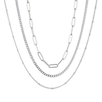 Adornia Tarnish Resistant 3 pc Chain Necklace Set