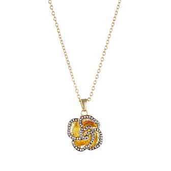 Adornia 14k Gold Plated Crystal Encrusted Flower Pendant Necklace