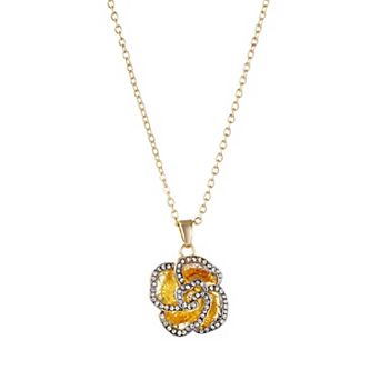 Adornia 14k Gold Plated Crystal Encrusted Flower Pendant Necklace