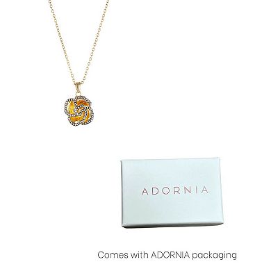 Adornia 14k Gold Plated Crystal Encrusted Flower Pendant Necklace