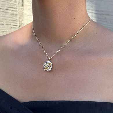 Adornia 14k Gold Plated Crystal Encrusted Flower Pendant Necklace