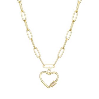 Adornia 14k Gold Plated Carabiner Heart Necklace