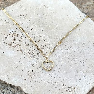 Adornia 14k Gold Plated Carabiner Heart Necklace