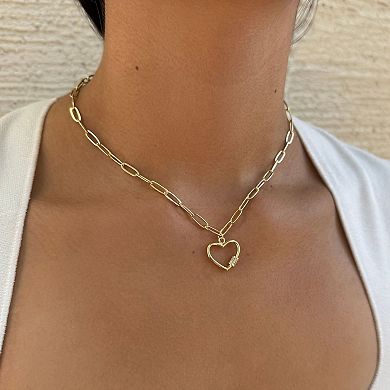 Adornia 14k Gold Plated Carabiner Heart Necklace