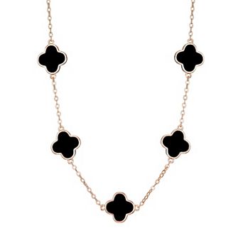 Adornia 14k Rose Gold Plated Clover Station Necklace
