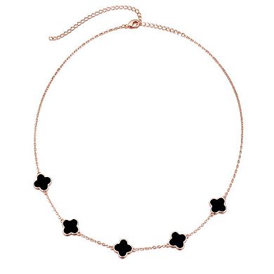 Adornia 14k Rose Gold Plated Clover Station Necklace