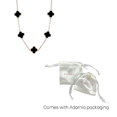 Adornia 14k Rose Gold Plated Clover Station Necklace