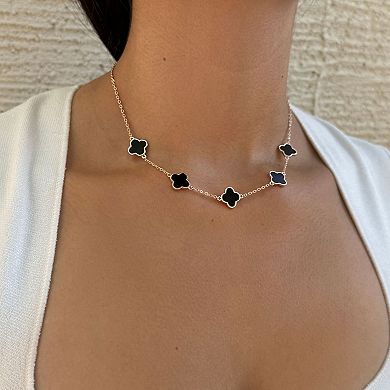 Adornia 14k Rose Gold Plated Clover Station Necklace