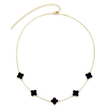 Adornia 14k Gold Plated Black Clover Station Necklace