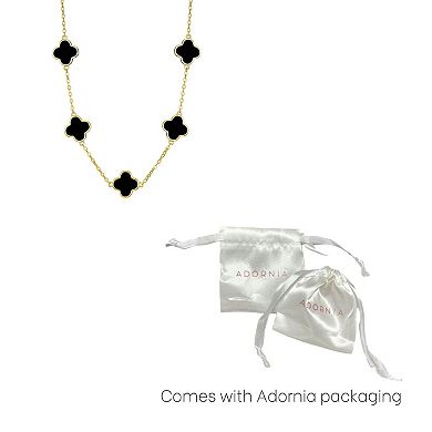 Adornia 14k Gold Plated Black Clover Station Necklace