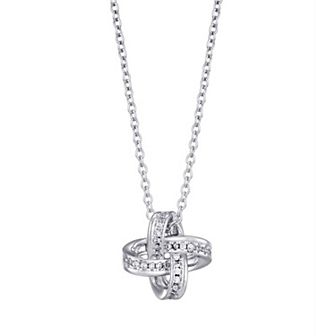 Adornia Silver Tone Cubic Zirconia Braided Knot Necklace