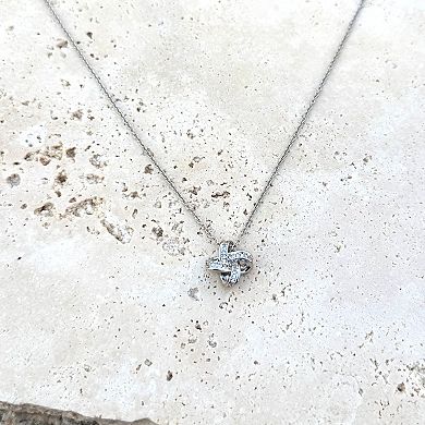 Adornia Silver Tone Cubic Zirconia Braided Knot Necklace