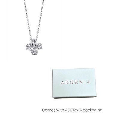 Adornia Silver Tone Cubic Zirconia Braided Knot Necklace