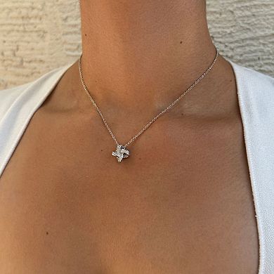 Adornia Silver Tone Cubic Zirconia Braided Knot Necklace