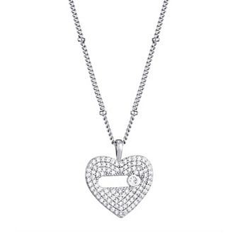 Adornia Silver Tone Cubic Zirconia Heart Necklace