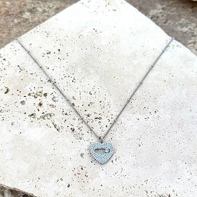 Adornia Silver Tone Cubic Zirconia Heart Necklace