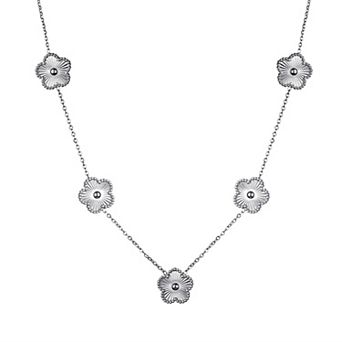 Adornia Tarnish Resistant Silver Tone 5-Leaf Clover Station Necklace