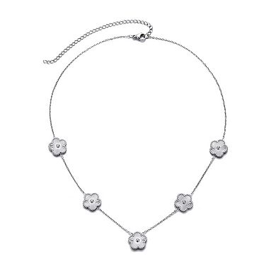 Adornia Tarnish Resistant Silver Tone 5-Leaf Clover Station Necklace
