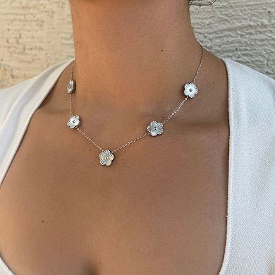 Adornia Tarnish Resistant Silver Tone 5-Leaf Clover Station Necklace