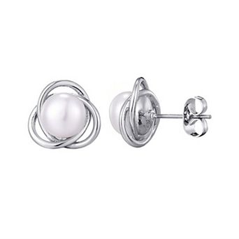 Adornia Silver Tone Freshwater Cultured Pearl Stud Earrings