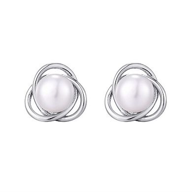 Adornia Silver Tone Freshwater Cultured Pearl Stud Earrings
