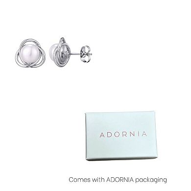 Adornia Silver Tone Freshwater Cultured Pearl Stud Earrings